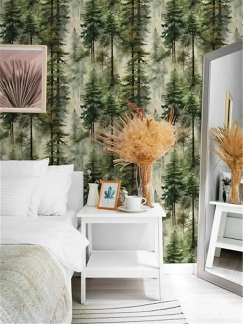 Misty Forest Peel Stick Wallpaper Green Self Adhesive Wall Mural Contact Paper